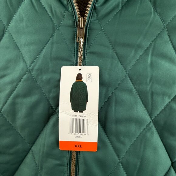 NWT Weatherproof 2XL Green Quilted High Pile Fleece Lined Full Zip Coat Winter - Picture 5 of 15